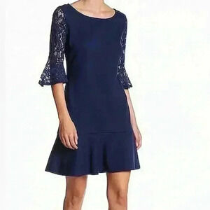 LAUNDRY by Shelli Segal Womens Lace 3/4 Sleeve Dress